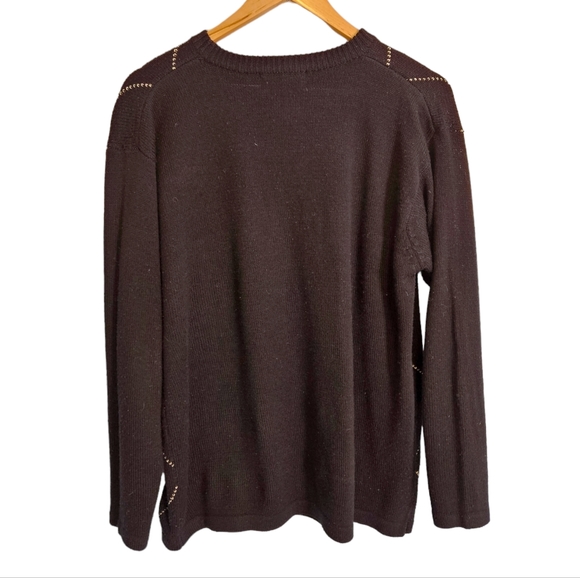 Braemer by Jeremy Scott Black Sweater with Gold Argyle Accents - Picture 2 of 5